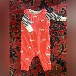 Hanna Andersson long sleeve romper and matching long sleeve tshirt